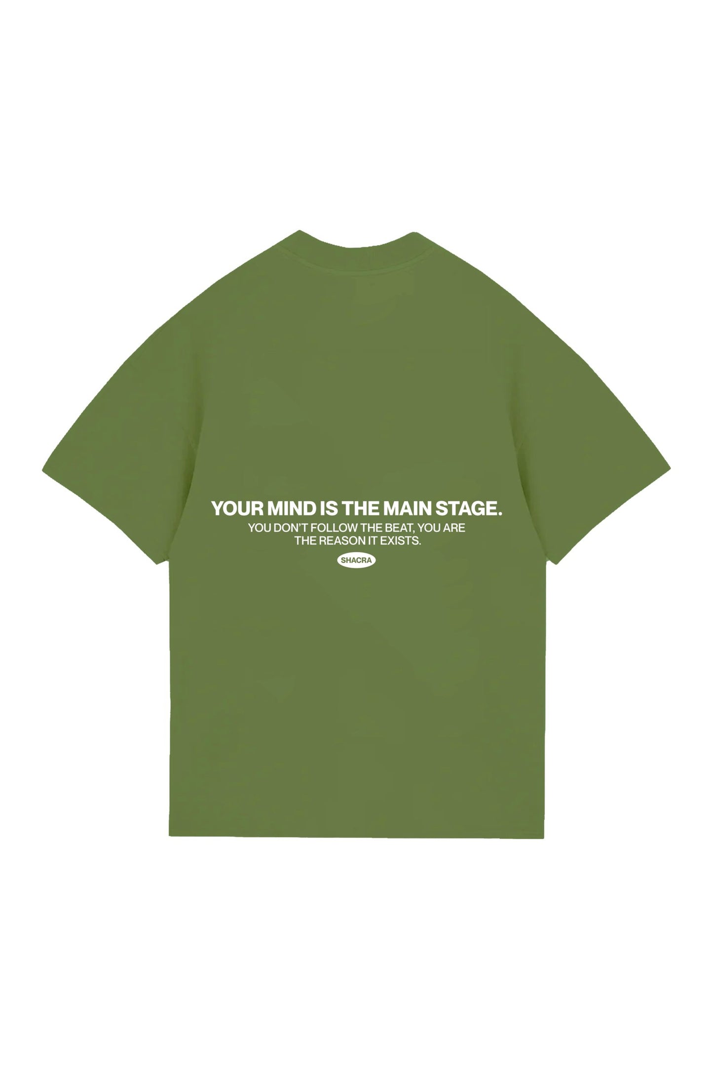 Your mind is the main stage graphic t-shirt with inspirational quote about mindfulness and awareness.