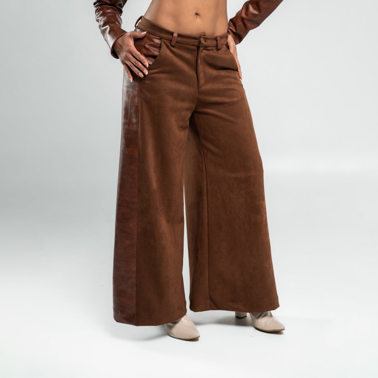 MIXED LEATHER PANTS