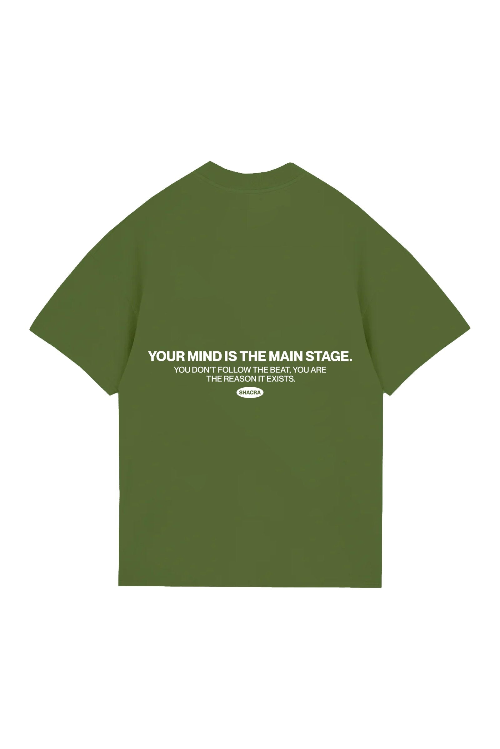 Inspirational green graphic T-shirt with motivational quote about mindset and personal growth, perfect for casual wear and self-empowerment.